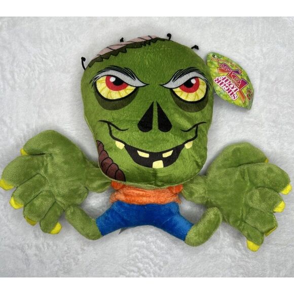 Greg The Green Zombie Plush Big Head Big Wide Hands Orange Shirt Tag 10” - Picture 1 of 6